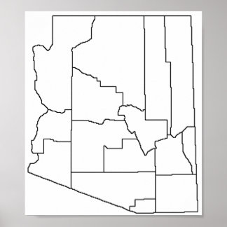 Arizona Landkreises Leere Kontur Karte Poster