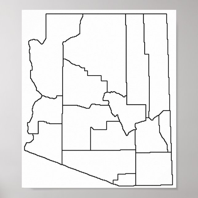 Arizona Landkreises Leere Kontur Karte Poster (Vorne)