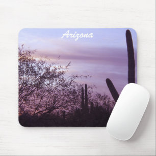 Arizona Lila Sunset & Saguaros Mousepad