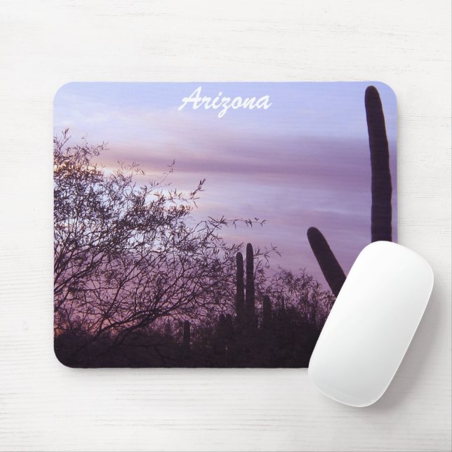 Arizona Lila Sunset & Saguaros Mousepad (Mit Mouse)