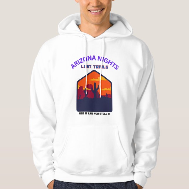 ARIZONA NÄCHTE VERLOREN TRAILS Typografie Design Hoodie (Vorderseite)