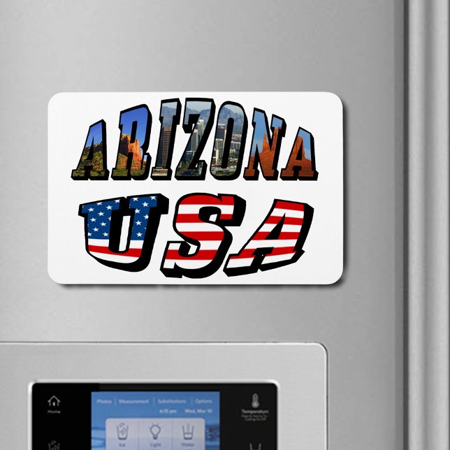 Arizona Picture and USA Flag Text Magnet (Arizona Picture and USA Flag Text Flexible Magnet)