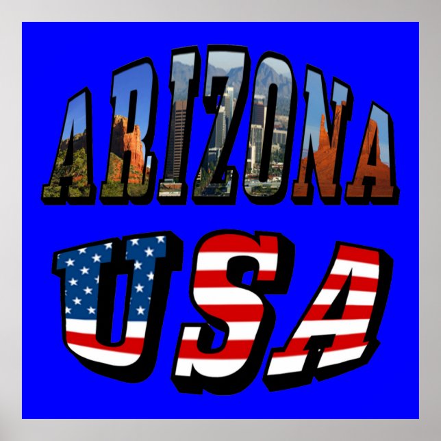 Arizona Picture and USA Flag Text Poster (Vorne)