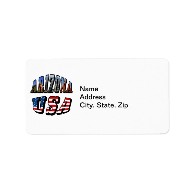 Arizona Picture und USA Flag Text Adressaufkleber (Vorne)