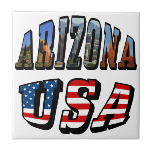 Arizona Picture und USA Flag Text Fliese