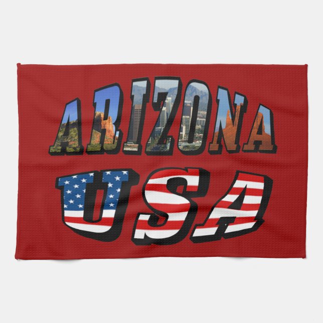 Arizona Picture und USA Flag Text Handtuch (Horizontal)