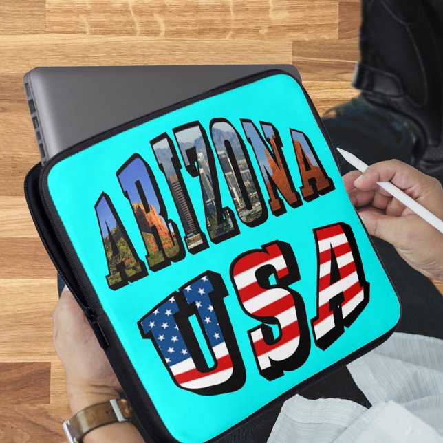 Arizona Picture und USA Flag Text Laptopschutzhülle (Arizona Picture and USA Flag Text Laptop Sleeve)