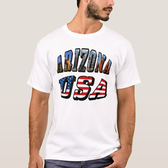 Arizona Picture und USA Flag Text T-Shirt (Vorderseite)