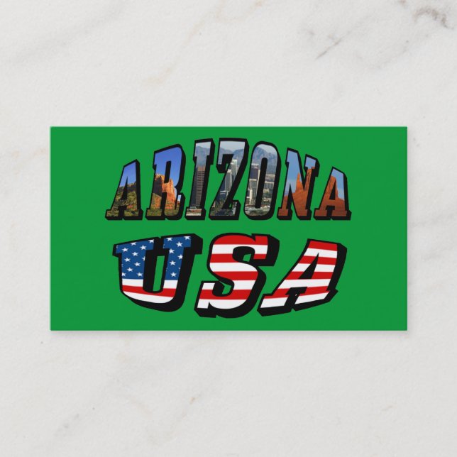 Arizona Picture und USA Flag Text Visitenkarte (Vorderseite)