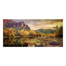 Arizona River Sonoran Wüstengebirge 24 Zoll x 11 Z