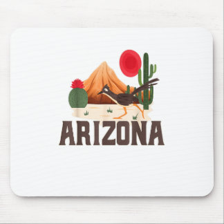 Arizona Roadrunner Retro Boho Desert Cactus Mousepad