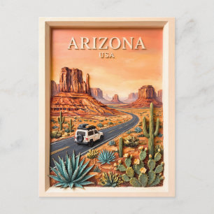 Arizona Roadtrip Vintage Monument Valley Wüste Postkarte