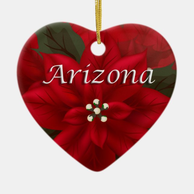 Arizona Rote Poinsettia Herzenslust Keramikornament (Vorne)