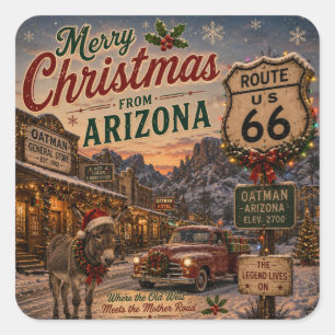Arizona Route 66 Weihnachtsaufkleber Quadratischer Aufkleber