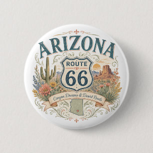 Arizona Route 66 Wüstenstraßen-Trip-Souvenir Button