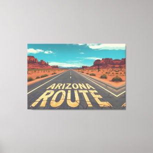 Arizona Route Wüstenstraßen-Grafik Kunst Leinwanddruck