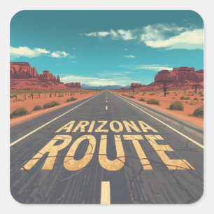 Arizona Route Wüstenstraßen-Grafik Kunst Quadratischer Aufkleber
