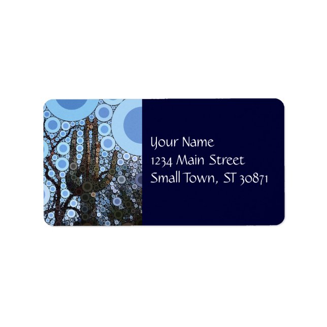 Arizona Saguaro Cactus Concentric Circle Mosaic Adressaufkleber (Vorne)