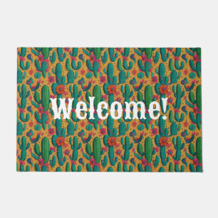 Arizona Saguaro Cactus Floral Seamless Pattern Fußmatte