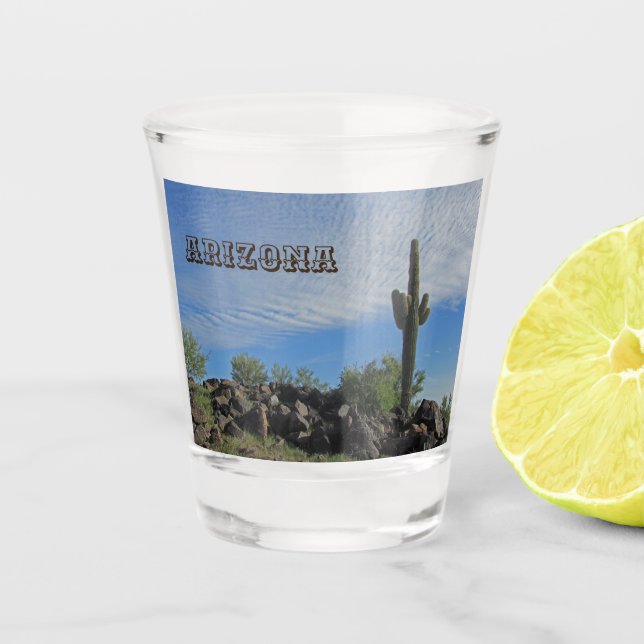 Arizona Saguaro Cactus Landscape Foto Keepake Schnapsglas (Vorderseite)