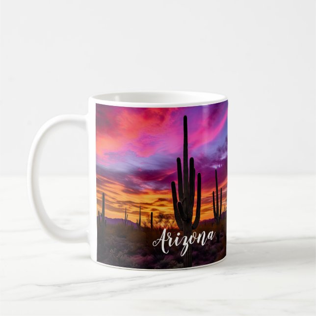 Arizona Saguaro Cactus Southwestern Desert Sunset Kaffeetasse (Links)