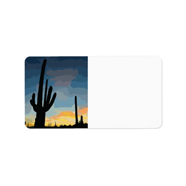 Arizona Saguaro Cactus Southwestern Sunset Adressaufkleber (Vorne)