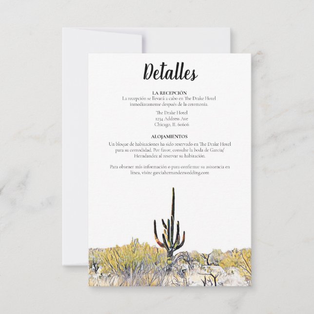 Arizona Saguaro Cactus Spanish Dettales Card Einladung (Vorderseite)