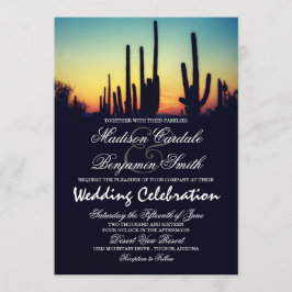 Arizona Saguaro Cactus Sunset Wedding Invitations Einladung