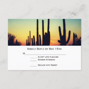 Arizona Saguaro Cactus Sunset Wedding RSVP Cards Karte