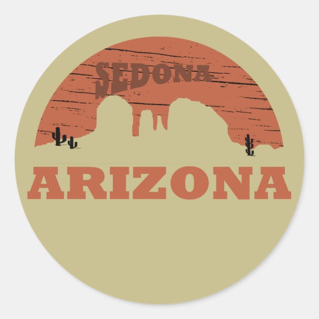 Arizona Sedona Landschaft Vintag az retro Runder Aufkleber (Vorderseite)