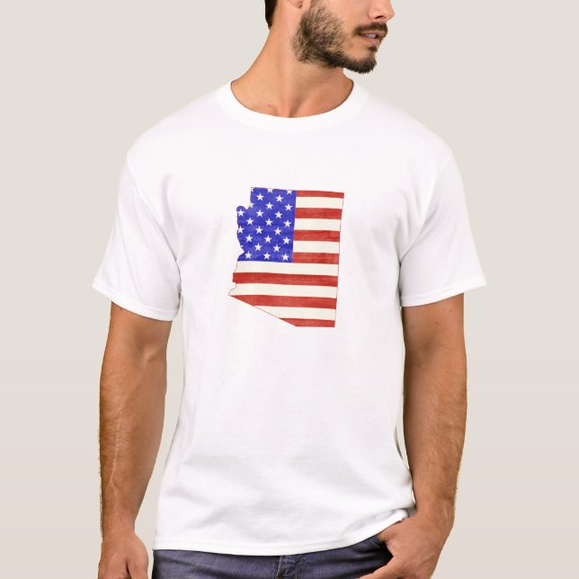 Arizona Shaped American Flag Patriotic Arizonan T-Shirt (Vorderseite)