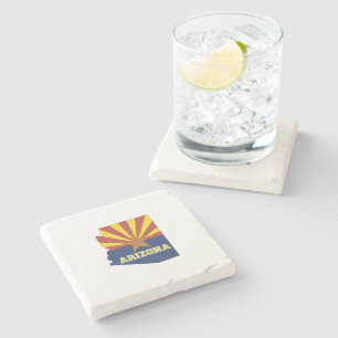 Arizona Shaped State Flag Arizonan Sun Burst Steinuntersetzer