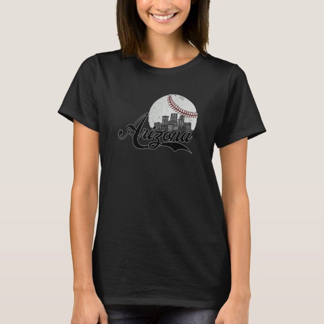 Arizona Skyline Arizona Baseball Cityscape Retro V T-Shirt (Vorderseite)