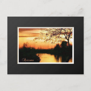 Arizona Sonnenuntergang in orangen und schwarzen P Postkarte