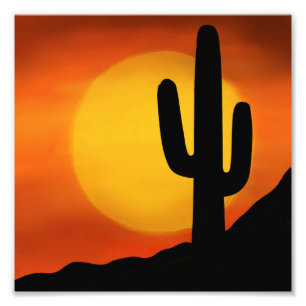 Arizona-Sonnenuntergang mit Kaktus auf dem Fotodruck