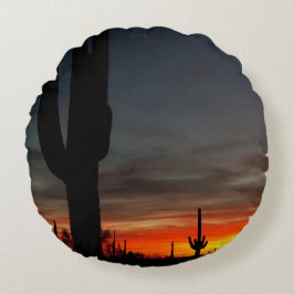 Arizona Sonnenuntergang Sonorische Wüste mit Sagua Rundes Kissen