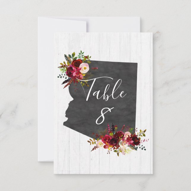 Arizona Staat Hochzeit in Urlaubsort Tischnummern (Vorderseite)