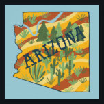 Arizona Staat Illustrierte Karte Poster<br><div class="desc">Dekorieren Sie Ihren Raum mit dieser farbenfrohen Karte von Arizona. Macht ein großartiges Geschenk! Sie können ihn anpassen und auch Text hinzufügen. Karo in meinem Shop für viele weitere Artikel und andere Designs!</div>