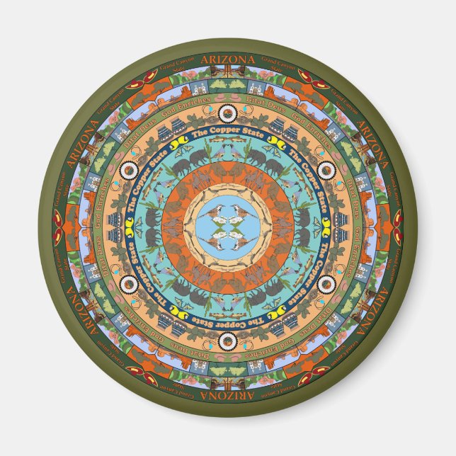 Arizona Staat Mandala Magnet (Vorne)
