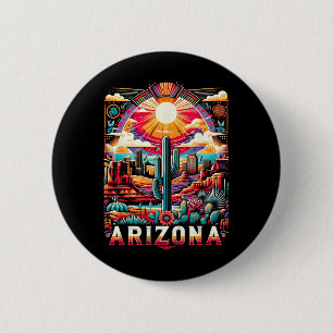 Arizona Staat Shirt Az Retro Desert Cactus Family Button
