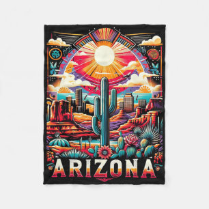 Arizona Staat Shirt Az Retro Desert Cactus Family Fleecedecke