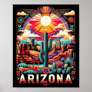 Arizona Staat Shirt Az Retro Desert Cactus Family Poster