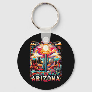 Arizona Staat Shirt Az Retro Desert Cactus Family Schlüsselanhänger