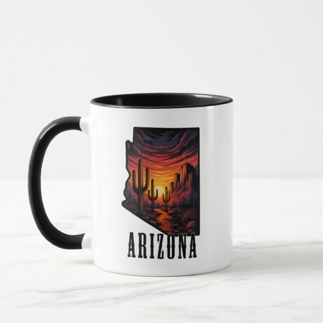Arizona Staat Tattoo Style Wüste Sonnenuntergang $ Tasse (Links)
