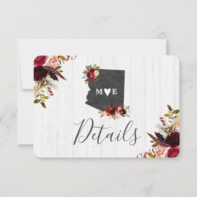 Arizona Staat Zielort Rustikale Hochzeiten Details Einladung (Vorderseite)
