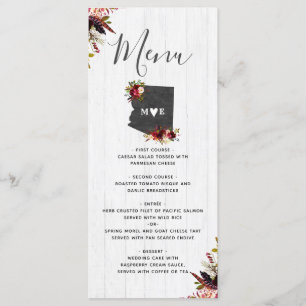 Arizona Staat Zielort Rustikales Hochzeitsmenü Menükarte