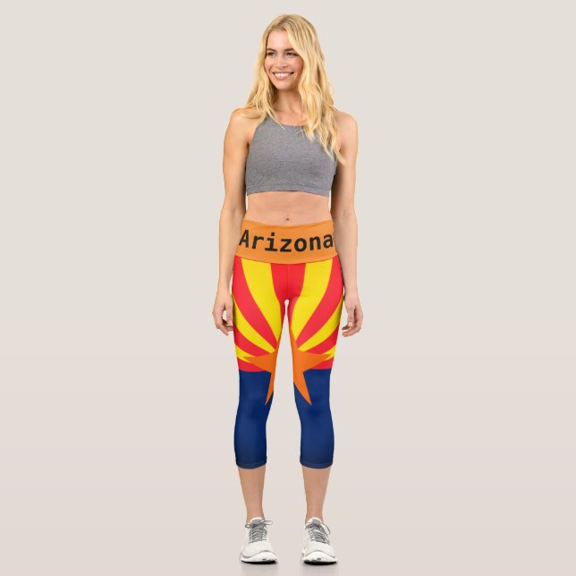 Arizona State Flag Yoga Pants Capri Leggings (Vorderseite)