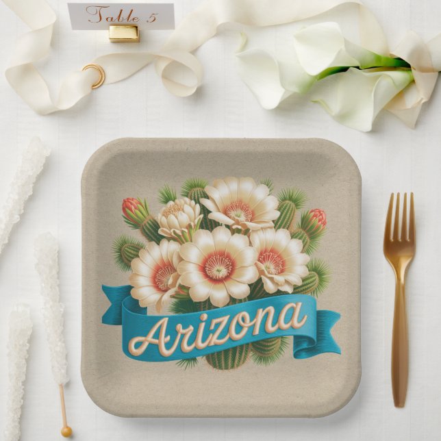 Arizona State Flower Emblem Pappteller (Hochzeit)