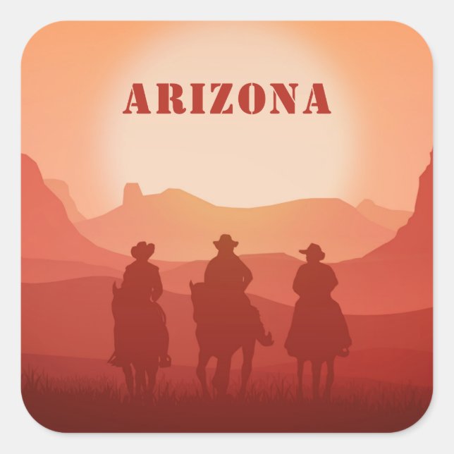 Arizona Sunset benutzerdefinierte Textaufkleber Quadratischer Aufkleber (Vorderseite)
