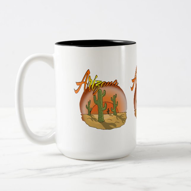 Arizona Sunset Cactus Zweifarbige Tasse (Links)